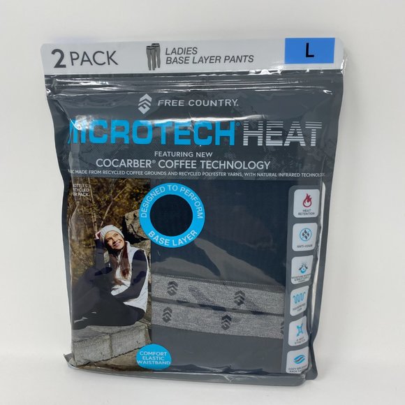 2-PACK Free Country Women Black Microtech Heat Soft Base Layer Pants L, XL, XXL - Picture 5 of 10